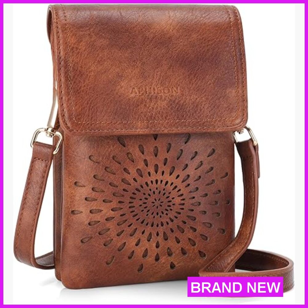 Vegan Leather Crossbody Bag Mini Phone Purse Chic Trendy Adjustable Strap